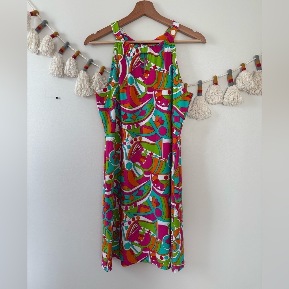 Jude Connally Juliet Artsy Abstract Multicolor Sleeveless Aline Mini Dress S